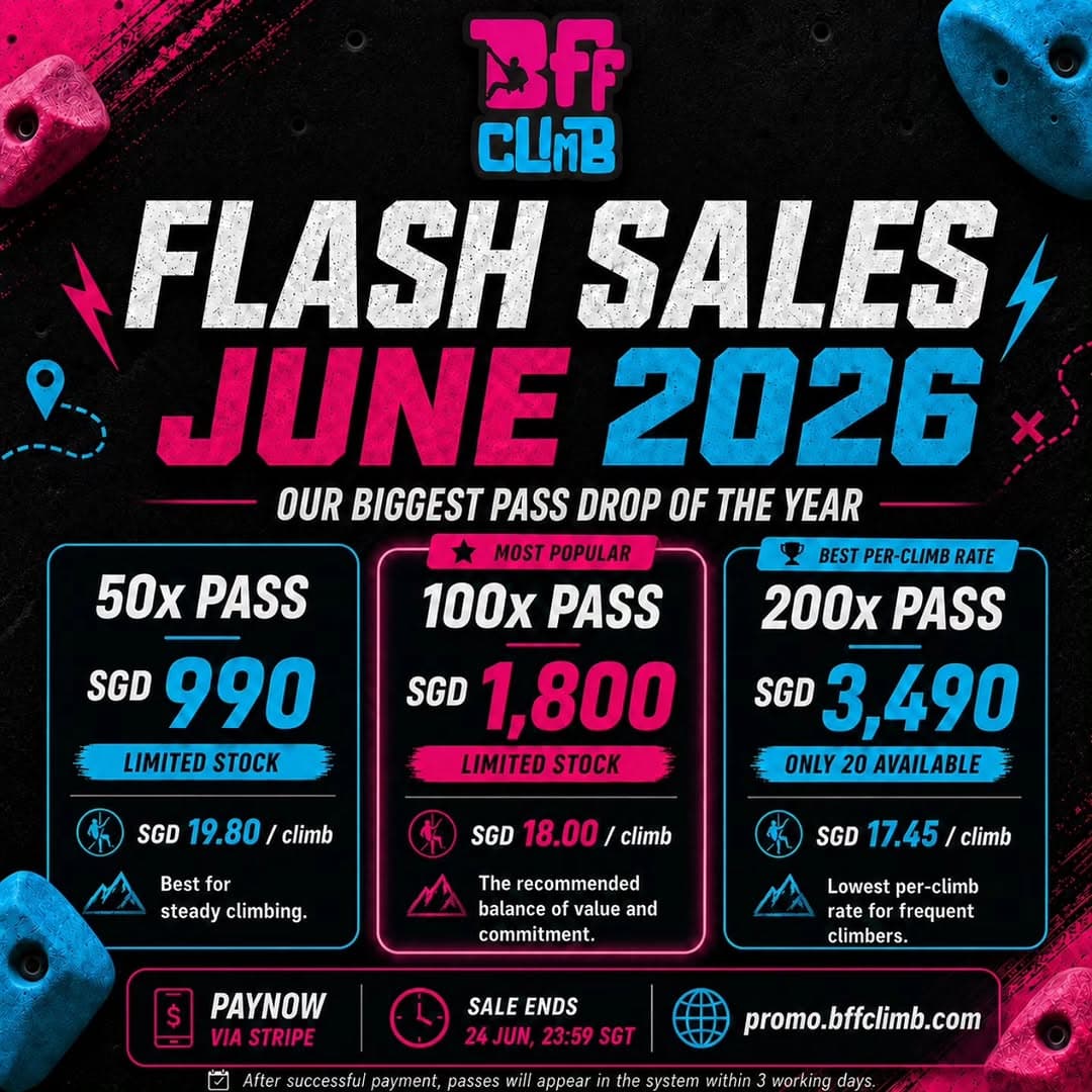 BFF Climb Flash Sale is LIVEย
Our biggest pass drop of the year is here. Stock up on climbing for t
